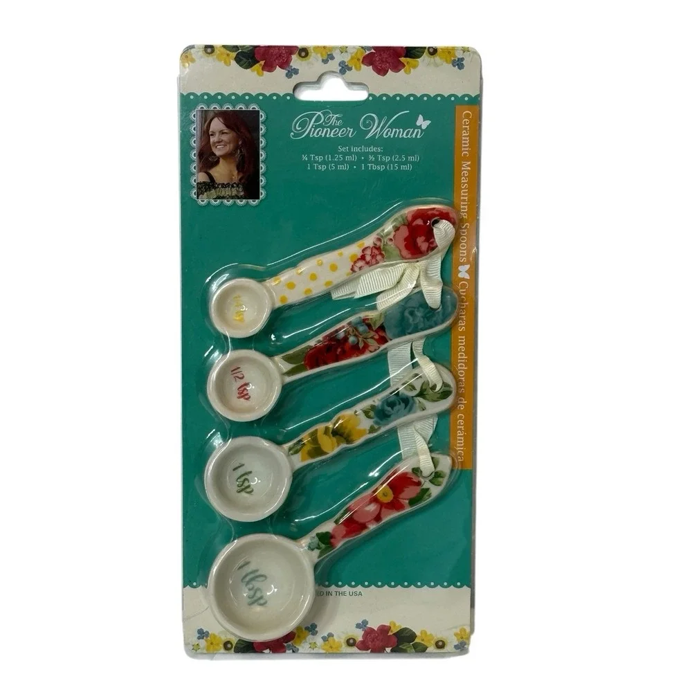 Pioneer Woman Vintage Floral Ceramic Measuring Spoons
